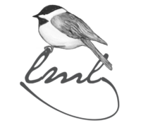 Lucy Lamp logo with initials and chickadee