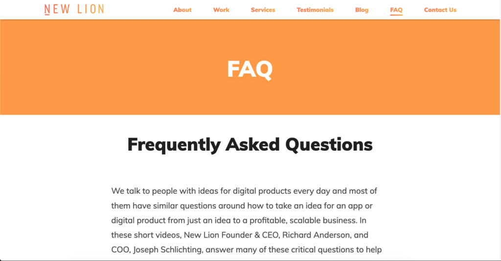Frequently Asked Questions Page