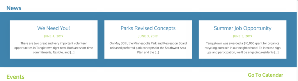 The news feature tiled row