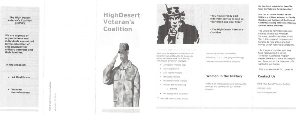 Black and white brochure about the organization.