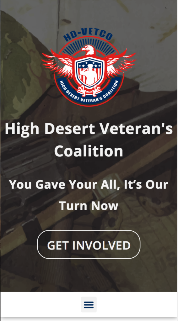 Hero Header and Site Menu on a mobile device