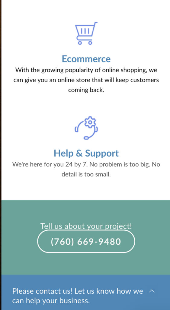 Screenshot of a call to action button on mobile.