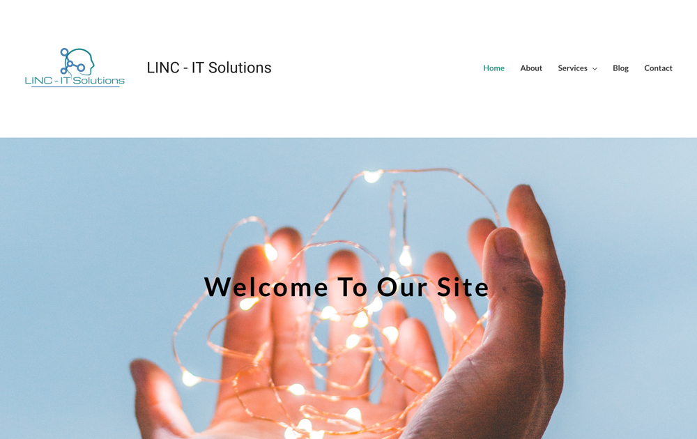 Original home page with hands and lights