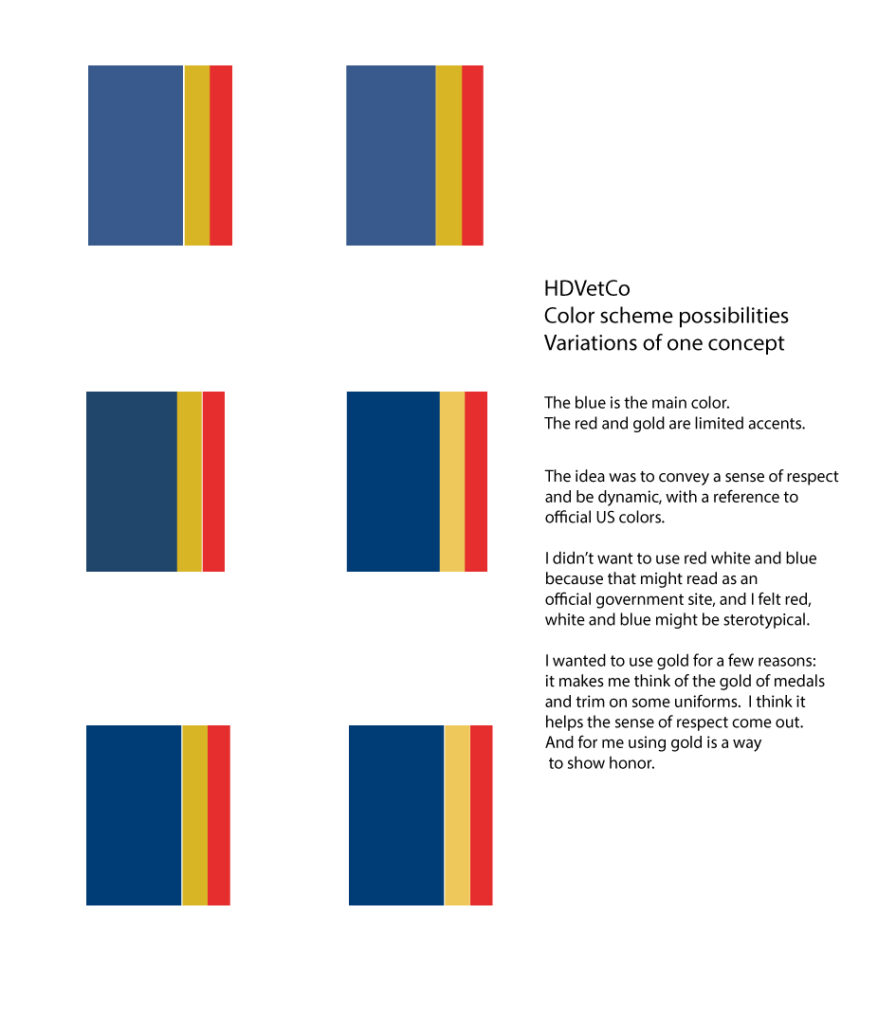 Palette of the website's color scheme