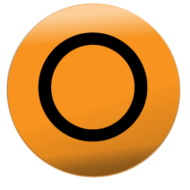 Pool ball illustration, solid orange "O"