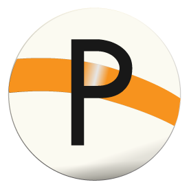 Pool ball illustration, striped "P"