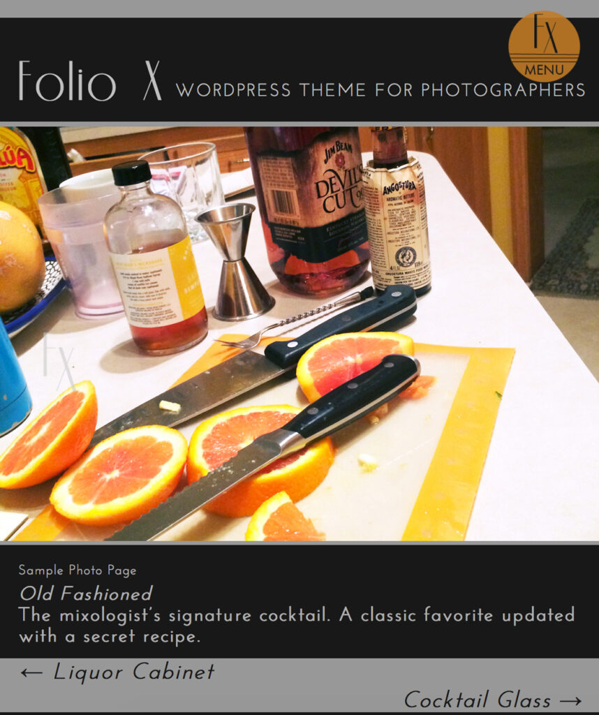 Bourbon, bitters and orange slices for an Old Fashioned cocktail.