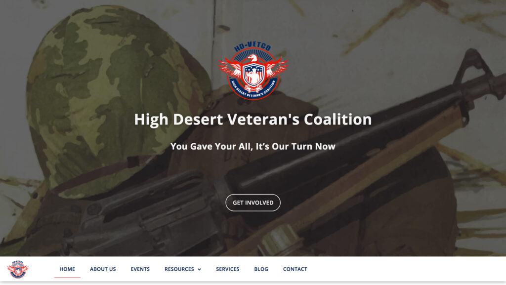 Home page of High Desert Veteran's Coalition website