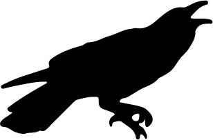 solid black icon of a crow