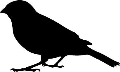 solid black icon of a finch
